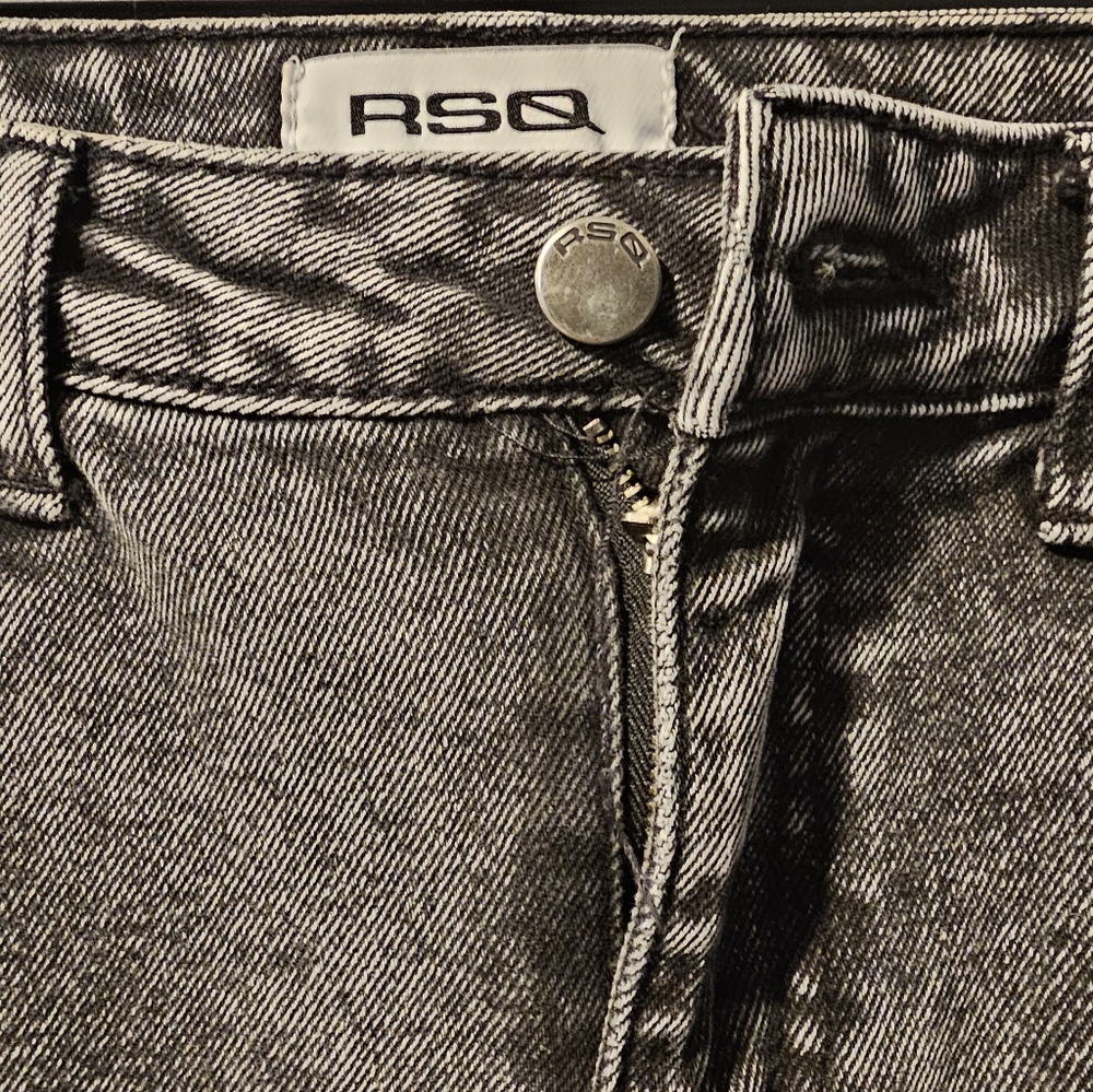 RSQ High Rise Straight Leg Jeans | Distressed Gray Denim - Picture 4 of 5
